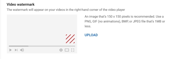 YouTube video watermark option