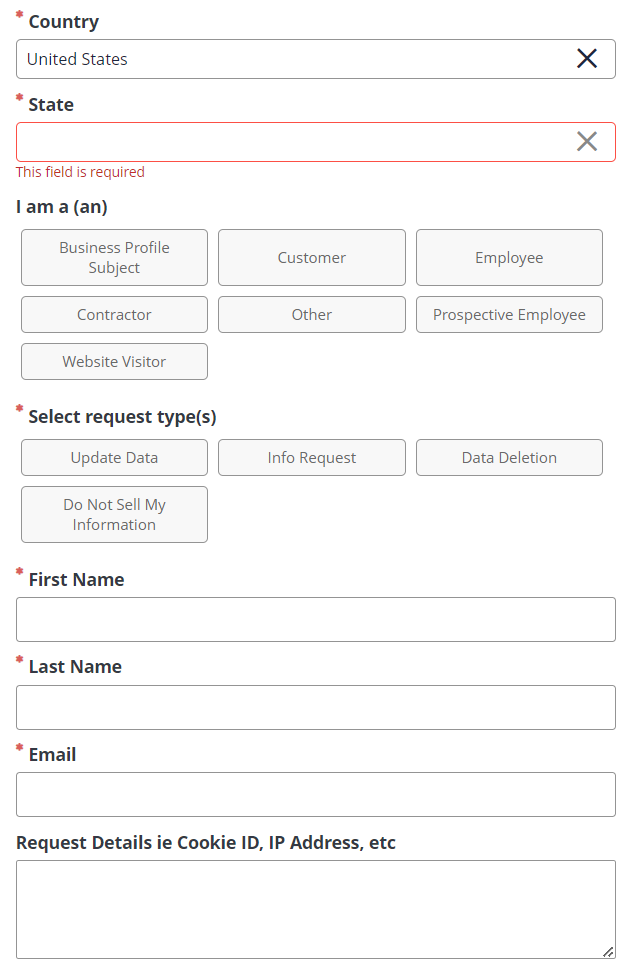 example of a CCPA Request Form